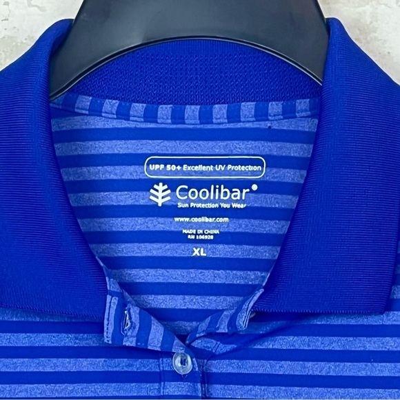 COOLIBAR Womens UPF 50+ Long Sleeve Polo XL Blue Striped - Picture 5 of 16